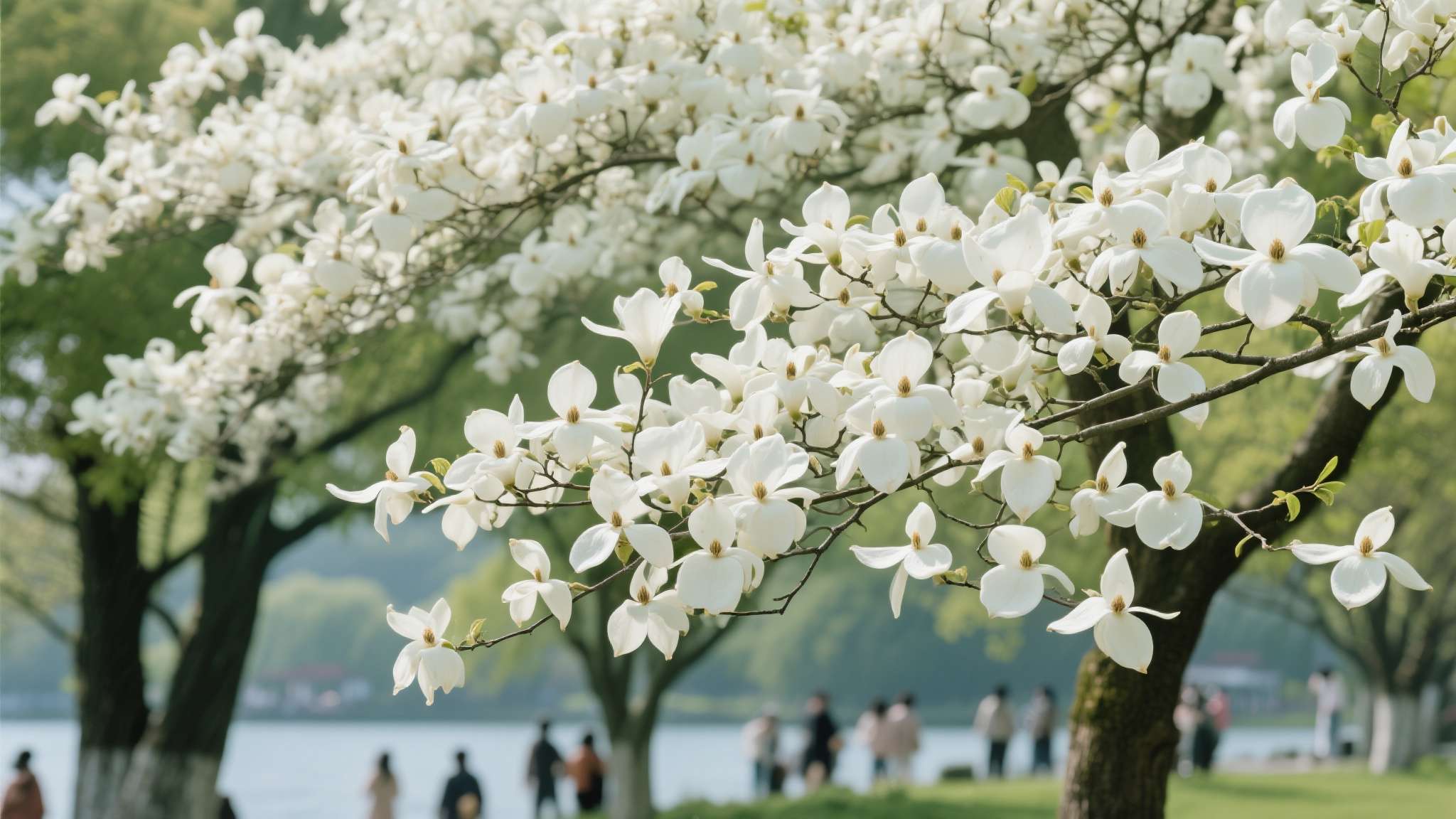 今年春季，玄武湖景区内的珙桐迎来了一次集中盛放。园区工作人员介绍，这批珙桐种植已